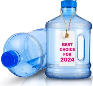 0.79 Gallon Water Bottle- 2 Pcs Water Jug Round Plastic, Portable Water Jug with Handle, Reusable Water Container, Camping Water Tank With Leakproof Screw Cap for Camping Outdoor Travel Gym Use
