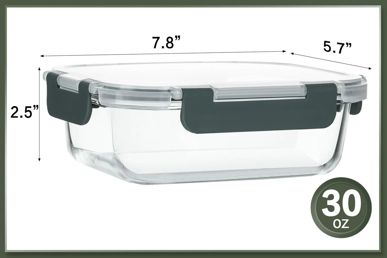 10 Packs 30 oz Glass Meal Prep Containers,Glass Food Storage Containers with Lids,Airtight Glass Lunch Bento Boxes,Microwave,Freezer and Dishwasher,Gray