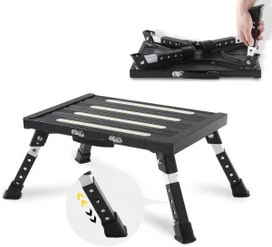 1000Lbs Heavy Duty Rv Steps, 4 Levels Adjustable Step Stool, Portable Folding Step Stool, Easy Use Camper Steps for Rv/Trailer/Truck/SUV, Lightweight Rv Step for Adults/Seniors/Dog by SOUHEILO