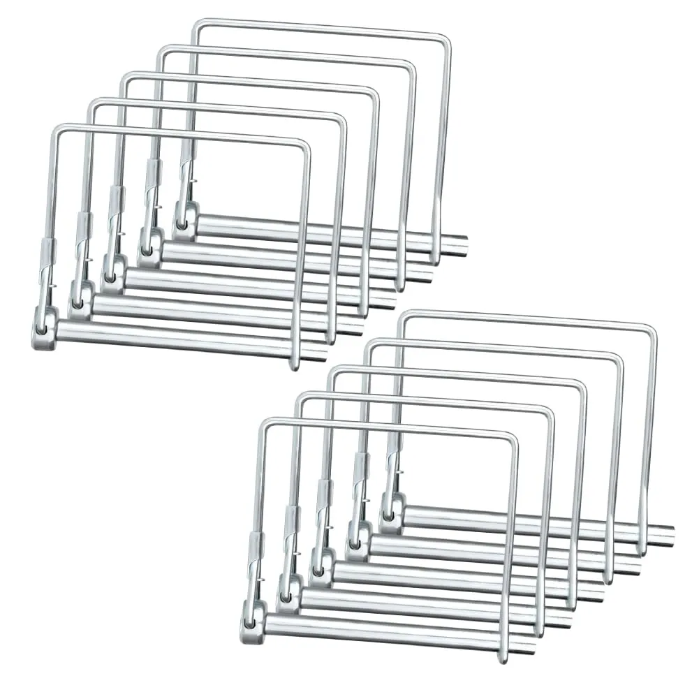 10Pcs Trailer Coupler Pin 1/4-Inch Diameter x 4-Inch Long(6.3mmx100mm),Safety Trailer Hitch Pin,Heavy-Duty PTO Shaft Trailer Hitch Pin Lock,Lawn Mower Hitch Pin Quick Release Wire Locking Pin