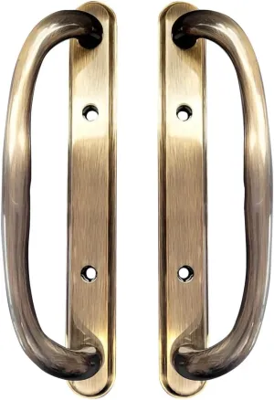 10" Olympus Sliding Patio Glass Non-Keyed Dummy Handle Set Replacement - Fits 3-15/16" inches Hole Spacing, and 1-1/4" to 2-1/4" Door Thickness - No Latch (Antique Brass)