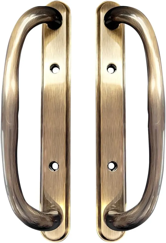 10" Olympus Sliding Patio Glass Non-Keyed Dummy Handle Set Replacement - Fits 3-15/16" inches Hole Spacing, and 1-1/4" to 2-1/4" Door Thickness - No Latch (Antique Brass)