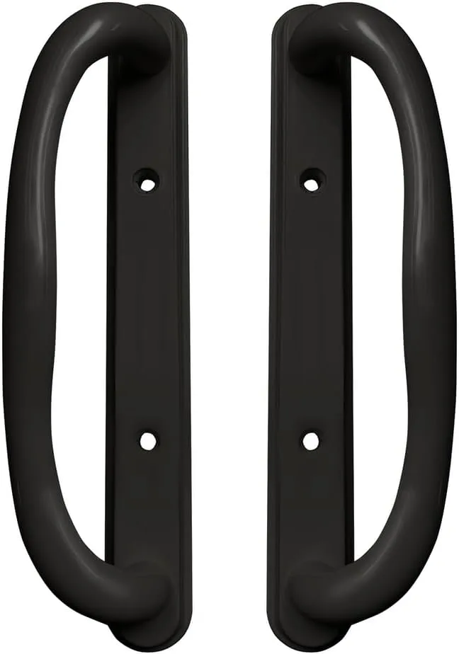 10" Olympus Sliding Patio Glass Non-Keyed Dummy Handle Set Replacement - Fits 3-15/16" inches Hole Spacing, and 1-1/4" to 2-1/4" Door Thickness - No Latch (Black)
