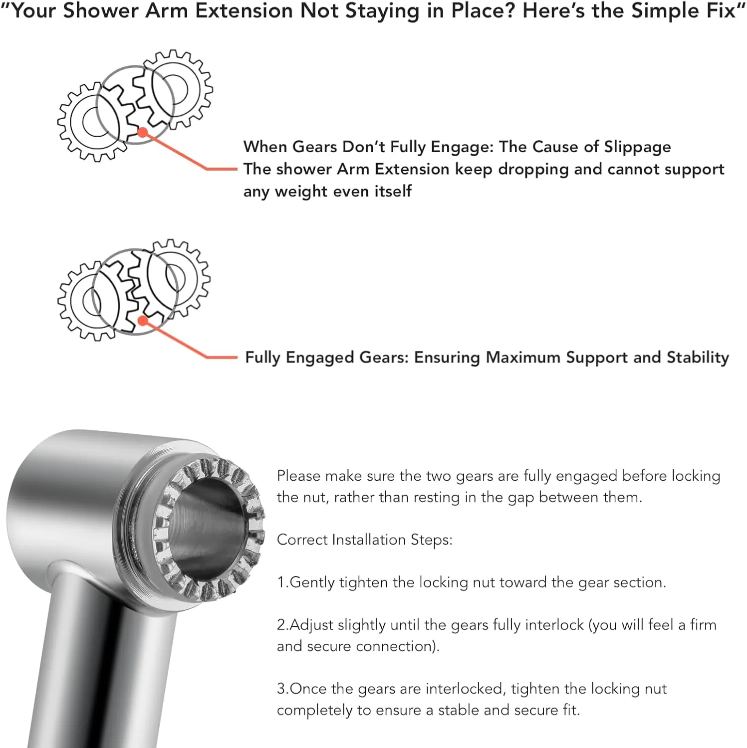 11 Inch Adjustable Shower Head Extension Arm With Locking Set Screw, Singing Rain Brass Nickel Brushed Angle Height Adjustable, Easy To Install, G1/2 Universal Connector Compatible (Nickel Brushed)
