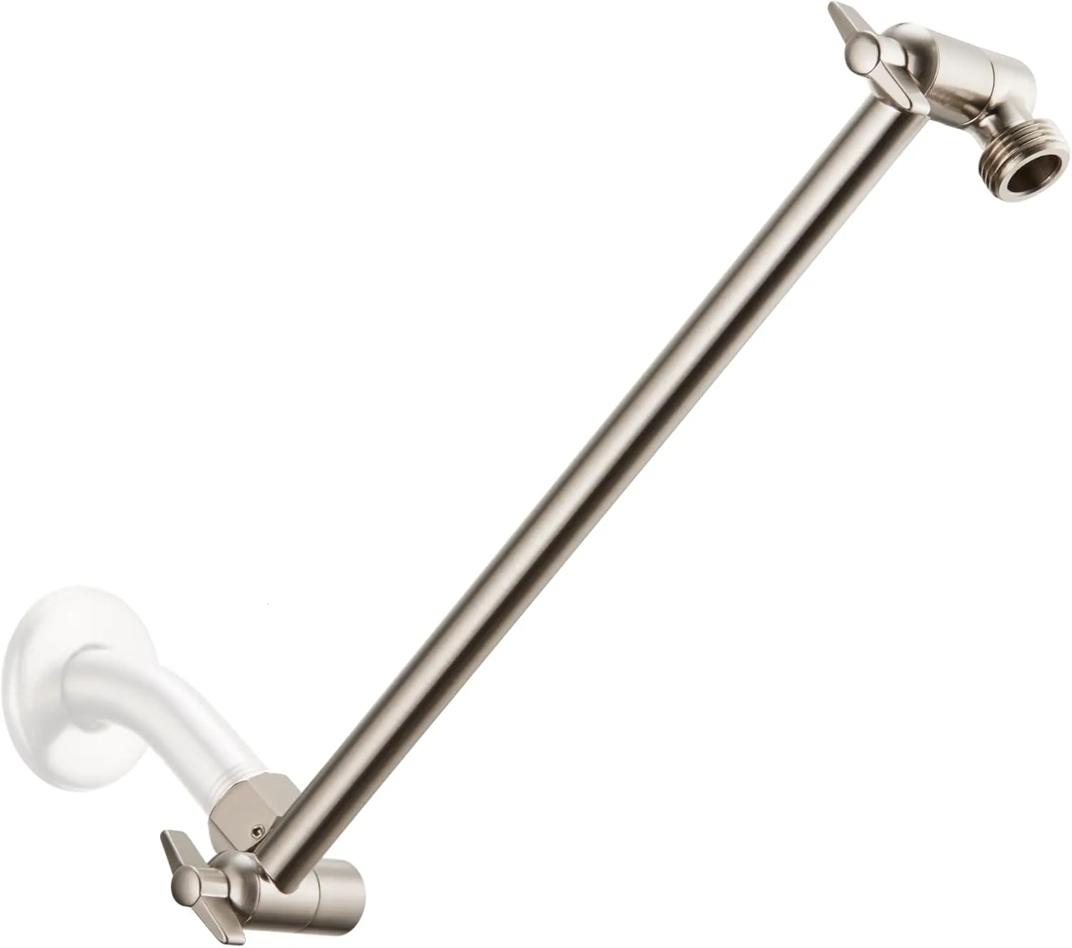 11 Inch Adjustable Shower Head Extension Arm With Locking Set Screw, Singing Rain Brass Nickel Brushed Angle Height Adjustable, Easy To Install, G1/2 Universal Connector Compatible (Nickel Brushed)