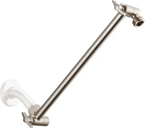 11 Inch Adjustable Shower Head Extension Arm With Locking Set Screw, Singing Rain Brass Nickel Brushed Angle Height Adjustable, Easy To Install, G1/2 Universal Connector Compatible (Nickel Brushed)
