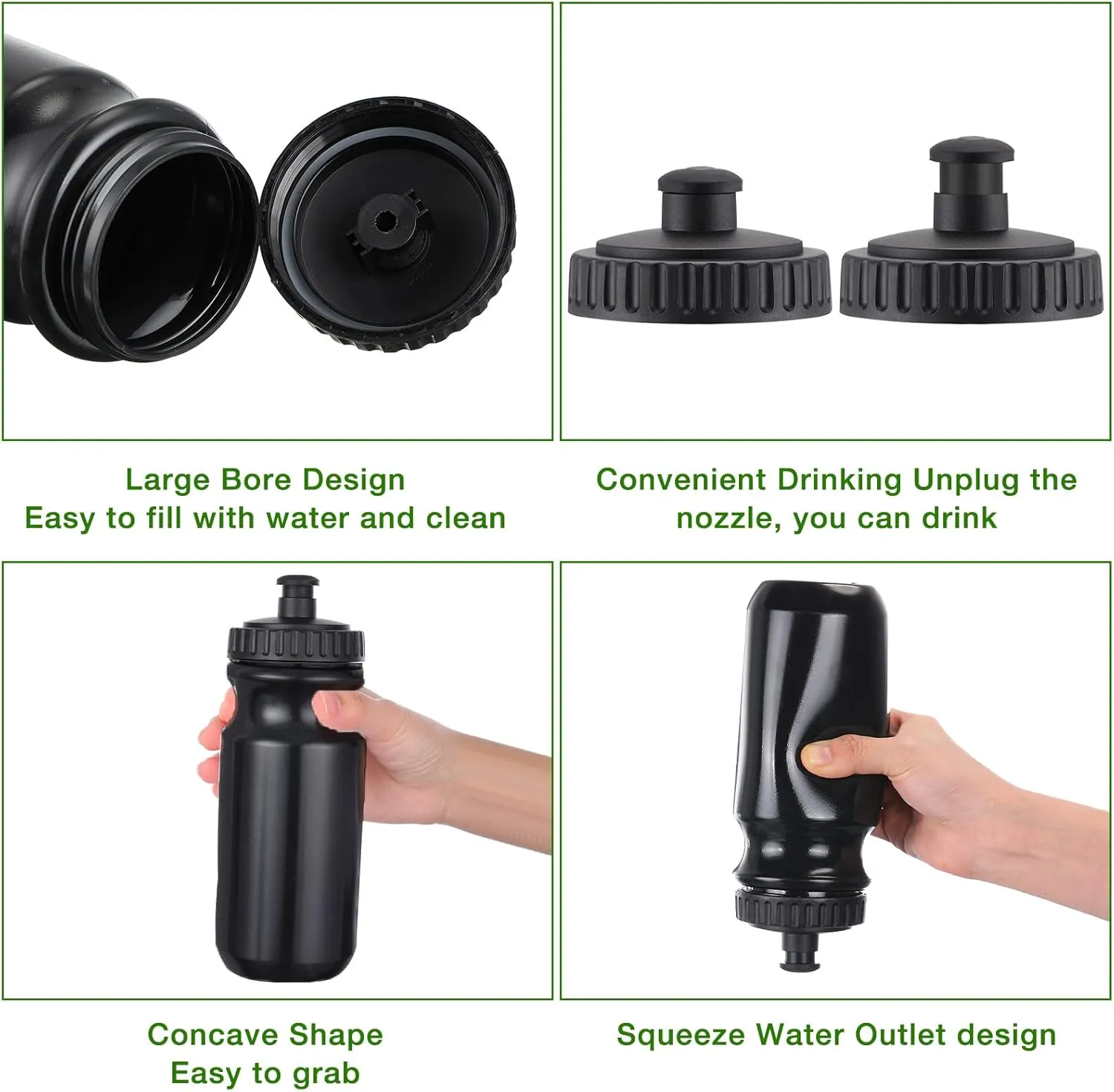 12 Pack Sports Squeeze Water Bottles 20 oz with Easy Open Push/Pull Cap Leak Proof BPA Free Plastic Water Bottles for Bike Cycling Fitness Yoga Camping Workout Outdoor