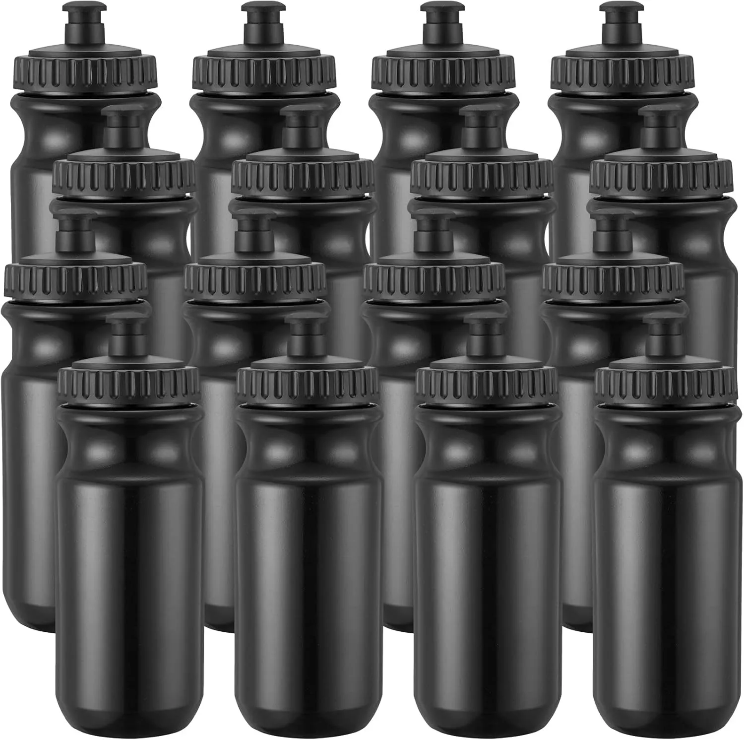12 Pack Sports Squeeze Water Bottles 20 oz with Easy Open Push/Pull Cap Leak Proof BPA Free Plastic Water Bottles for Bike Cycling Fitness Yoga Camping Workout Outdoor