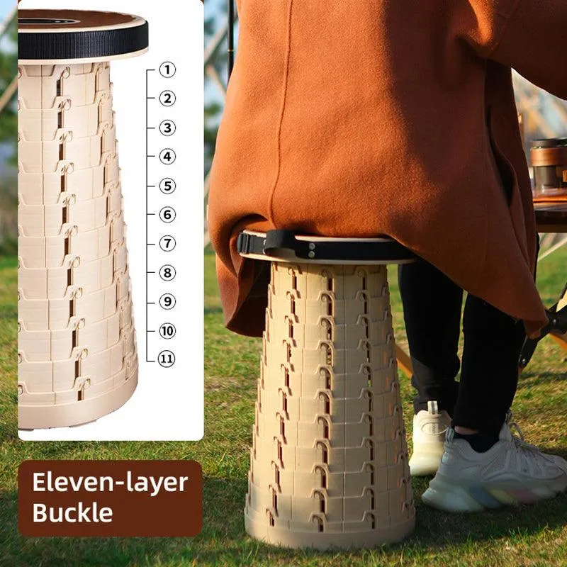 12 Tier Folding Portable Stool Adjustable Retractable Travel Outdoor Chair