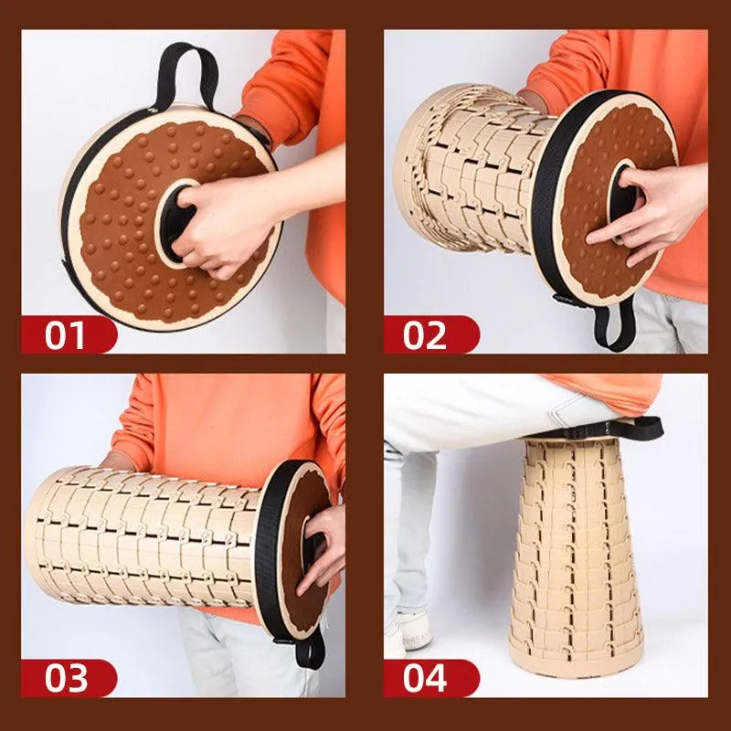 12 Tier Folding Portable Stool Adjustable Retractable Travel Outdoor Chair