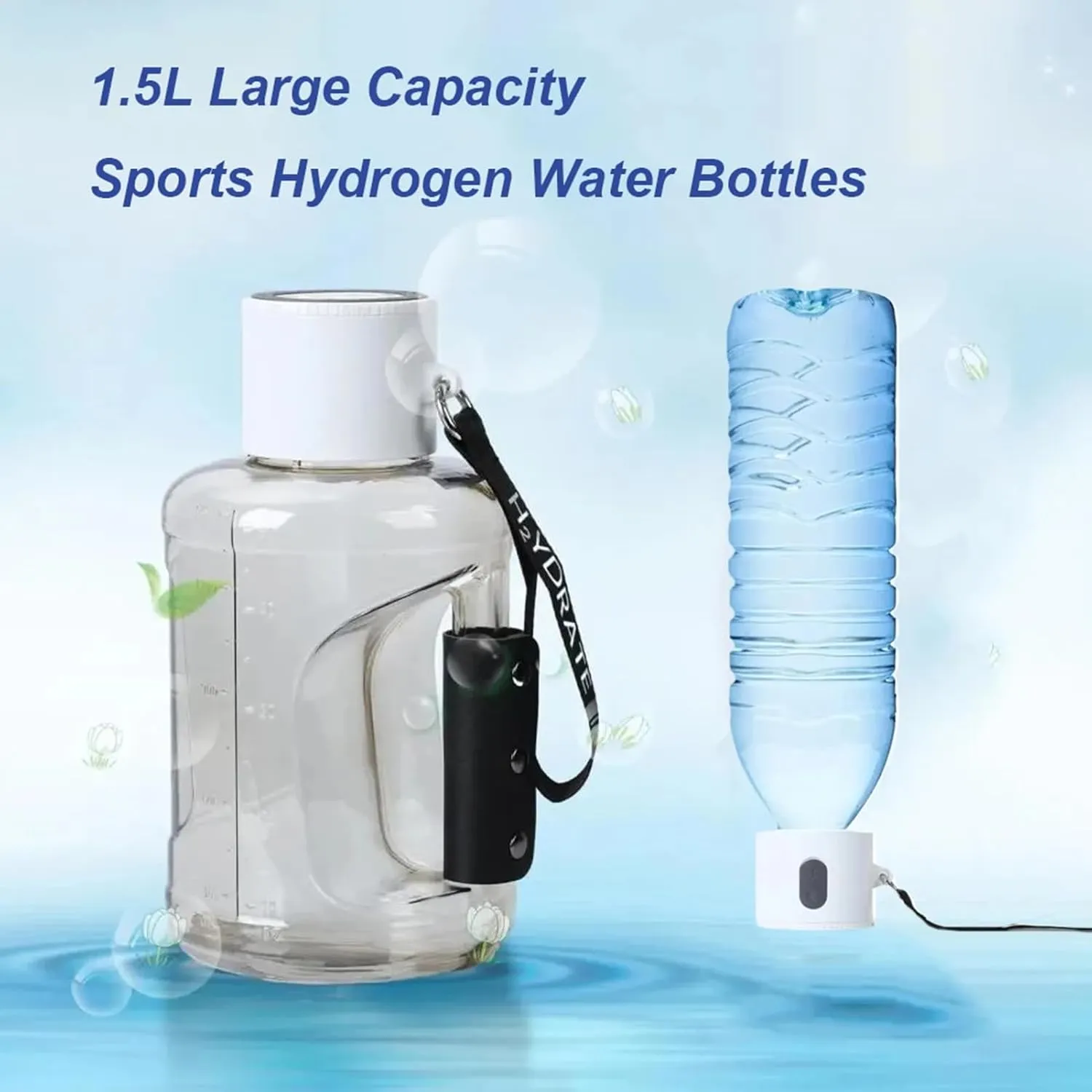 1.5L Sports Hydrogen Water Bottle, Large Capacity Water Bottle, Detachable and Portable Hydrogen Water Generator, Reduce Fatigue and Restore Physical Strength