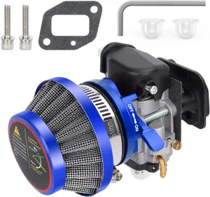 15mm Carburetor Upgrade Kit Air Filter Set Compatible with 2 Stroke 43cc 47cc 49cc Standup Gas Scooter ATV Quad Pocket Bike XG-550 BladeZ Moby X Blue