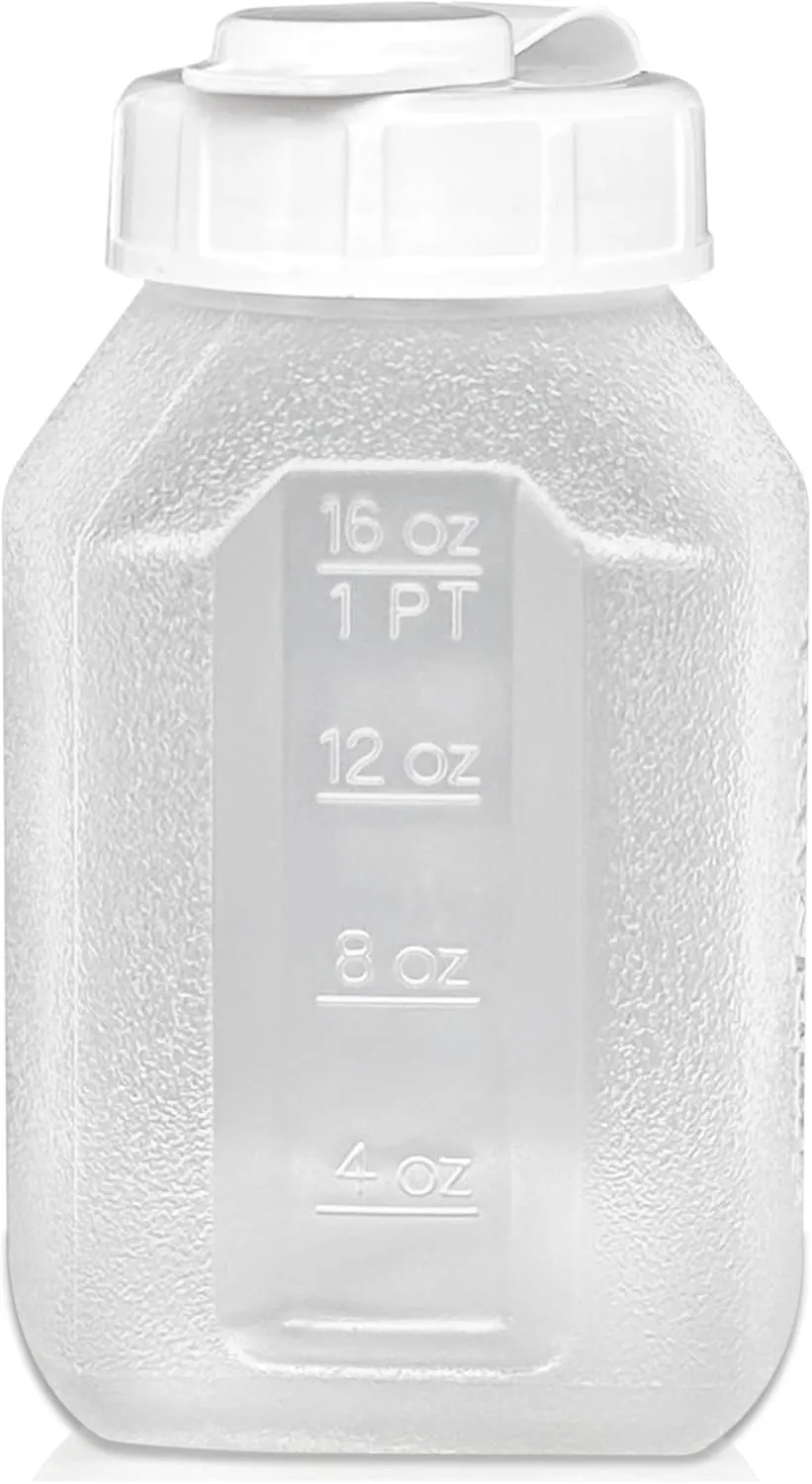 16 fl. oz Water Bottle Refrigerator Shaker, Pitcher, Engraved Measurements, Mixer Bottle, Leak Resistance, Dishwasher Safe, BPA Free, with Easy-Pour Spout