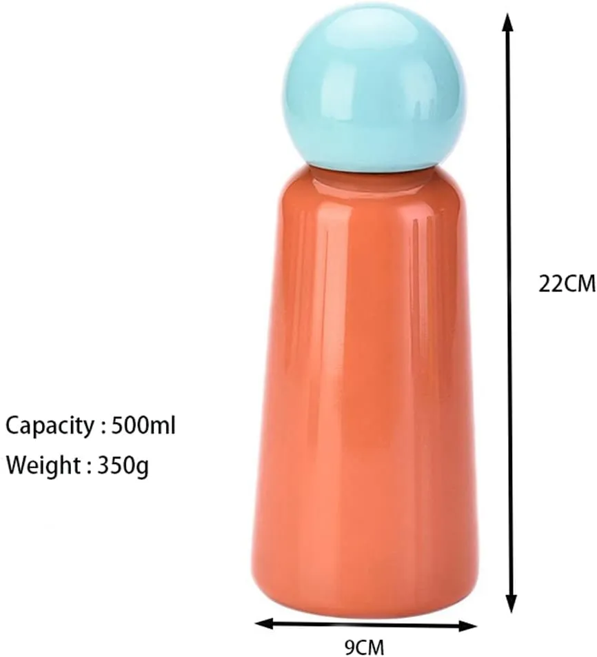 17 oz About 500 ML Stainless Steel Water Bottle - Vacuum Insulated Water Bottle -Hot&cold Drink Metal Water Flask,BPA Free (Blue orange)
