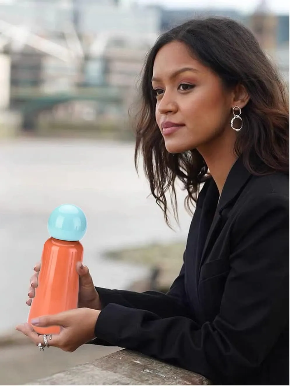 17 oz About 500 ML Stainless Steel Water Bottle - Vacuum Insulated Water Bottle -Hot&cold Drink Metal Water Flask,BPA Free (Blue orange)