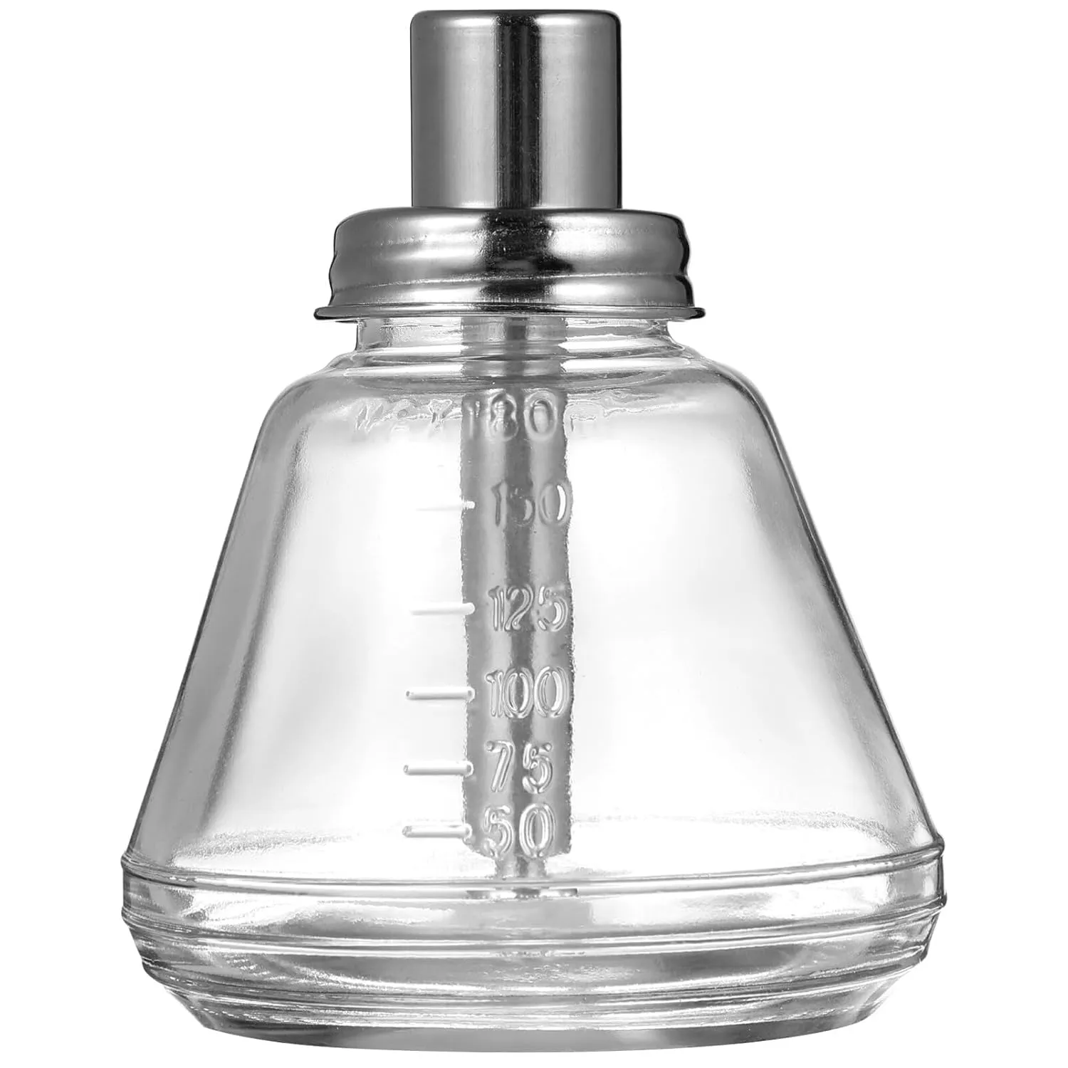 180ML Glass Dispenser Bottle for Nail Polish Remover, Empty Thick Clear Glass Push Down Pump Dispenser Container with Cover, Metal Core- Nail Art Gel Remover Container