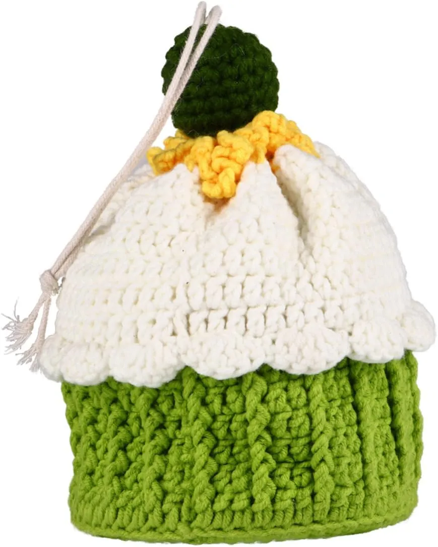 1Pc Hand Knitted Cake Pouch Cross Body Purse for Women Pocket Portable Knitted Coin Pouch for Everyday Use