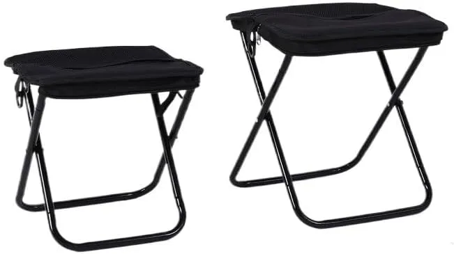 2-in-1 Folding Backpack Stool – Portable Oxford Chair with Storage Bag for Camping, Fishing, Picnics, Commuting – Carbon Steel Frame, Small & Large Sizes, Black/Red/Khaki(Black,30 * 26 * 32cm)