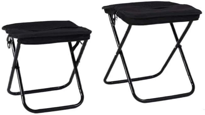 2-in-1 Folding Backpack Stool – Portable Oxford Chair with Storage Bag for Camping, Fishing, Picnics, Commuting – Carbon Steel Frame, Small & Large Sizes, Black/Red/Khaki(Black,30 * 26 * 32cm)