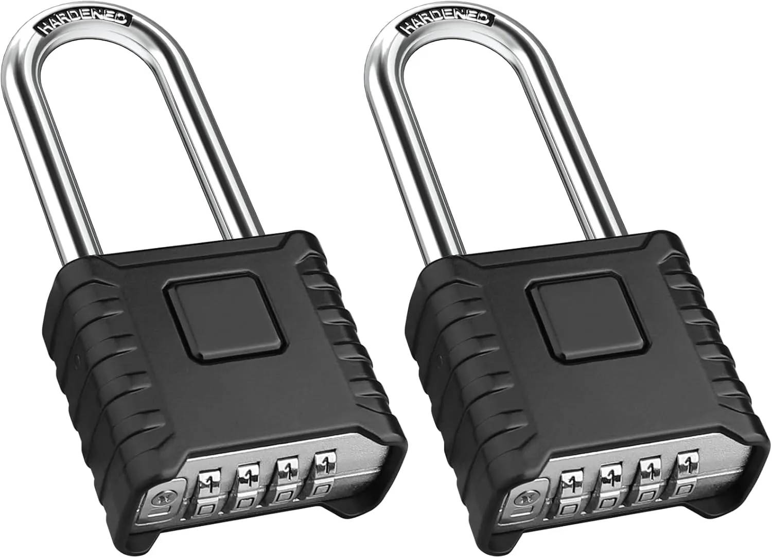 2 Pack 2.3in Long Shackle Combination Padlock [One-Touch Unlocking], Diyife Large Heavy Duty Outdoor Padlock Design of Hidden Password, High Security for Locker, Gym, Garden, Fences, Garage, Black