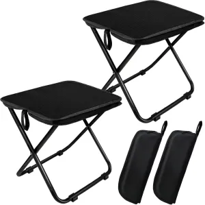 2 Pack Camping Stool 13 Inch Portable Folding Stool for Adults, Lightweight Small Foldable Stools for Fishing Hiking Outdoor Gardening