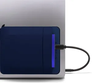 2-Pocket Adhesive Pouch for Laptop, Compatible with External 2.5" HDD, SSD, Magic Mouse, USB Cable and More - Blue