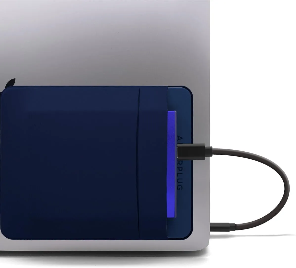 2-Pocket Adhesive Pouch for Laptop, Compatible with External 2.5" HDD, SSD, Magic Mouse, USB Cable and More - Blue