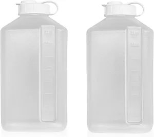 2-Quart (64 fl. oz) Water Bottle Refrigerator Shaker, Pitcher, Engraved Measurements, Mixer Bottle, Leak Resistance, Dishwasher Safe, BPA Free, with Easy-Pour Spout (2-PACK)