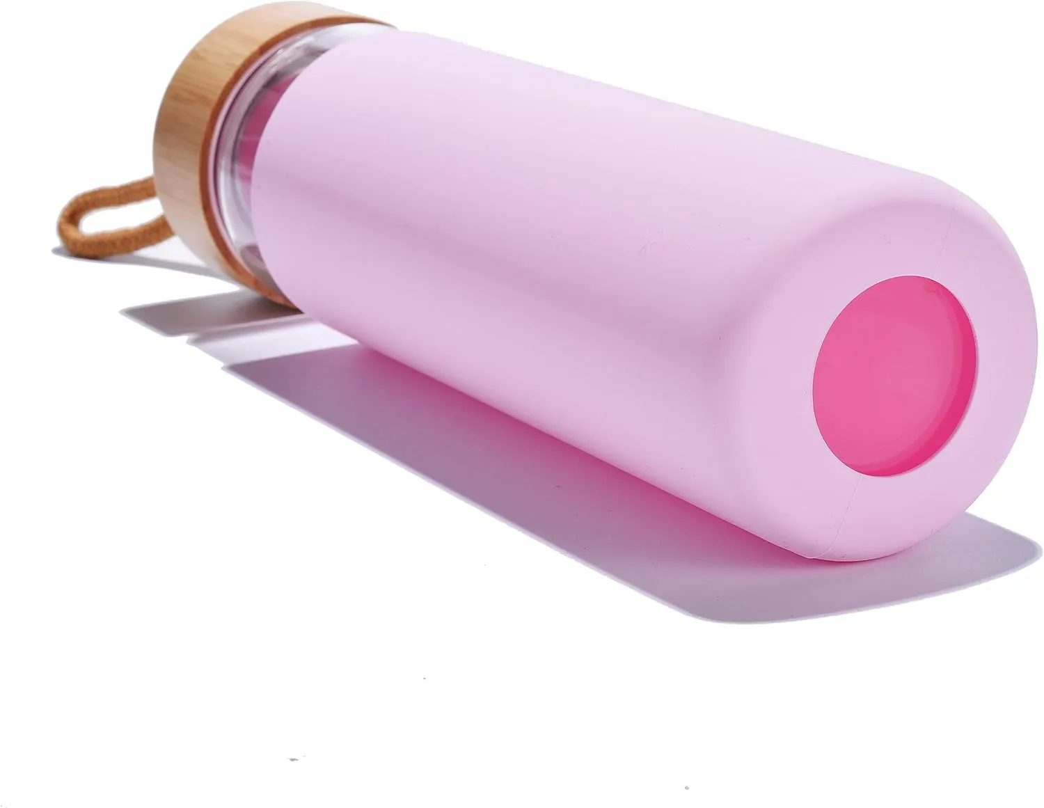 20 Oz Borosilicate Glass Water Bottle with Bamboo Lid and Silicone Sleeve – Reusable BPA Free Drinking Bottle with Lids - Cute Bottle for Women - Glass Shaker Bottle (Lavender Pink)