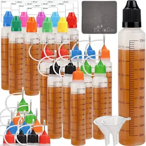 20 pcs 60mL Unicorn Pen LDPE Dropper Bottle with Capacity Scale- Long thick Tip - Child Resistant Cap -DIY Liquid dispensor Bottle Liquid Refill Bottle Liquid applicator Bottle (60ml x 20pcs)