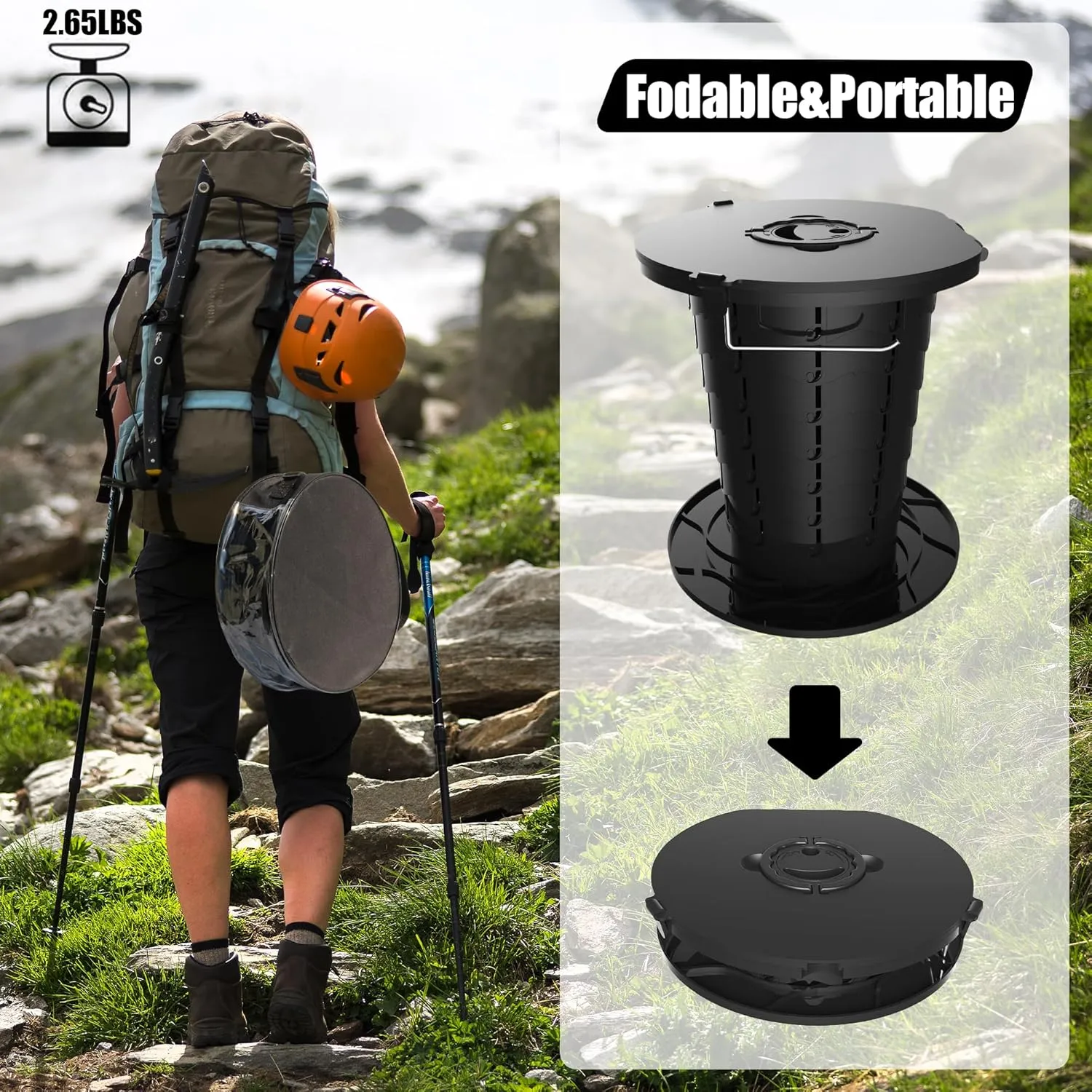 2025 Upgraded Retractable Portable Toilet with 30 bags Travel Toilet Adjustable Height Camping Toilet Porta Potty for Adults Kids, Foldable for Camping/Car with Carry Bag