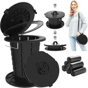 2025 Upgraded Retractable Portable Toilet with 30 bags Travel Toilet Adjustable Height Camping Toilet Porta Potty for Adults Kids, Foldable for Camping/Car with Carry Bag
