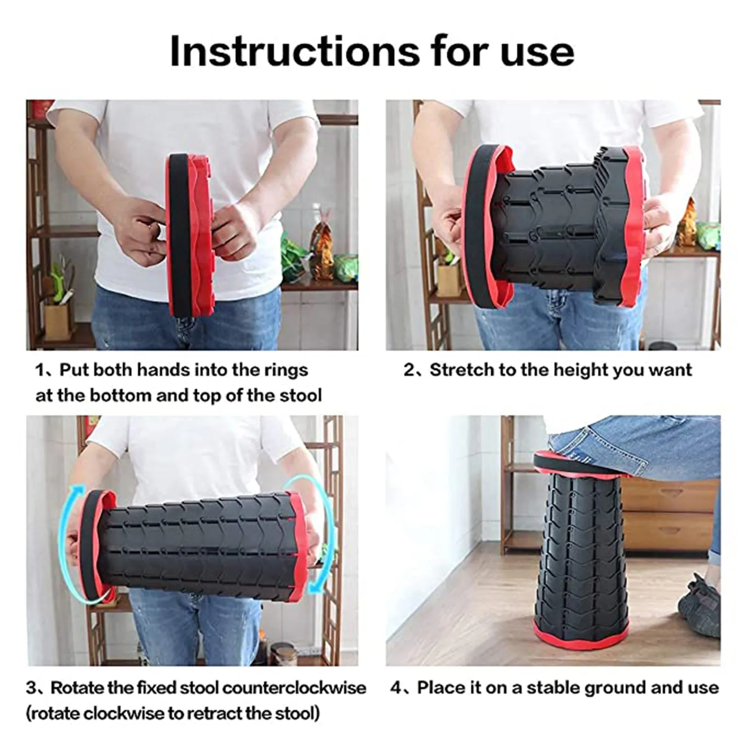 2169 Foldable Retractable Height Adjusting Stool Space Saving Telescopic Stool For Fishing Hiking Stool For Adults And Kids.