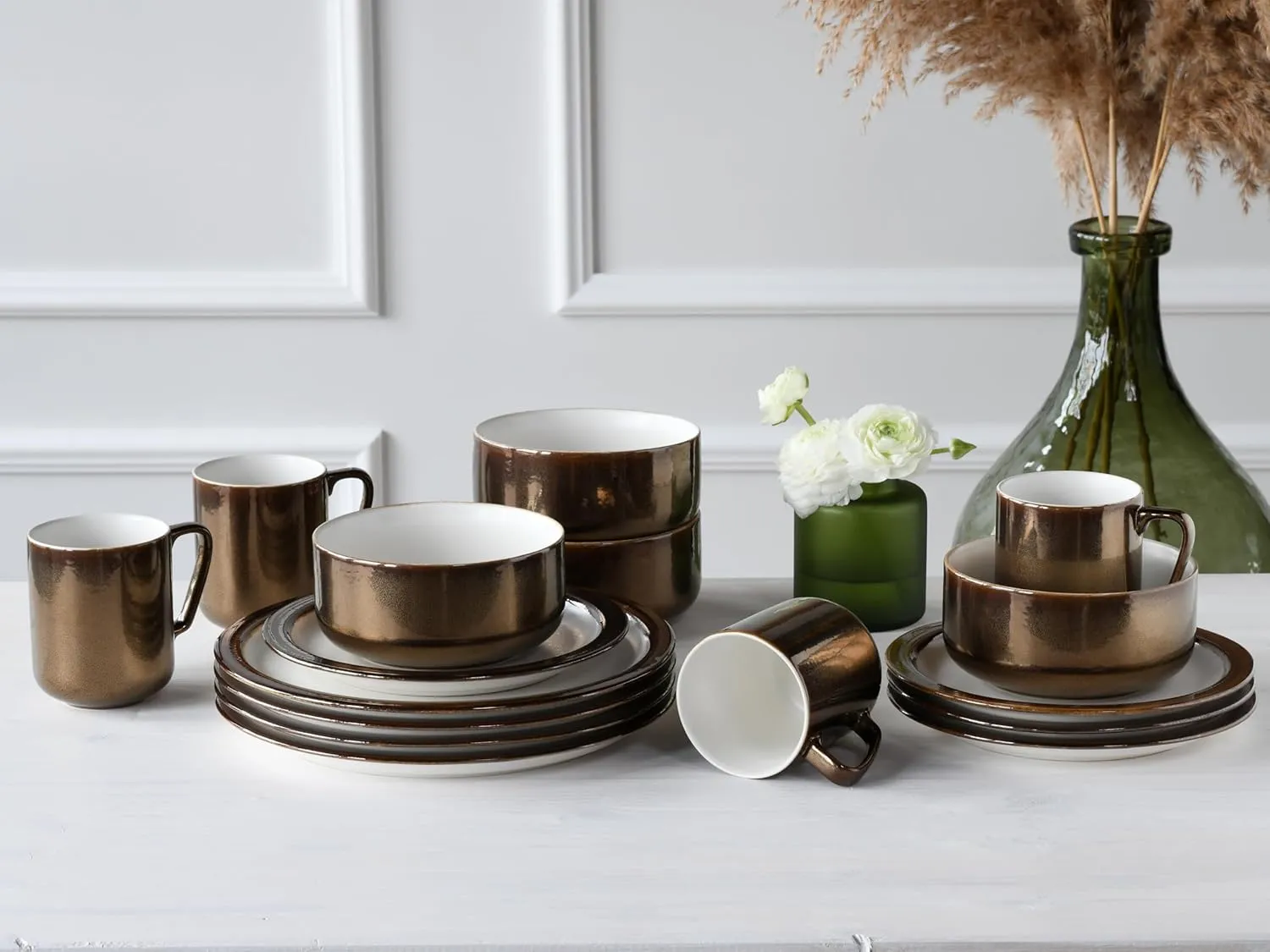 23589 Modern Industrial Series 16-Piece Crockery Set White