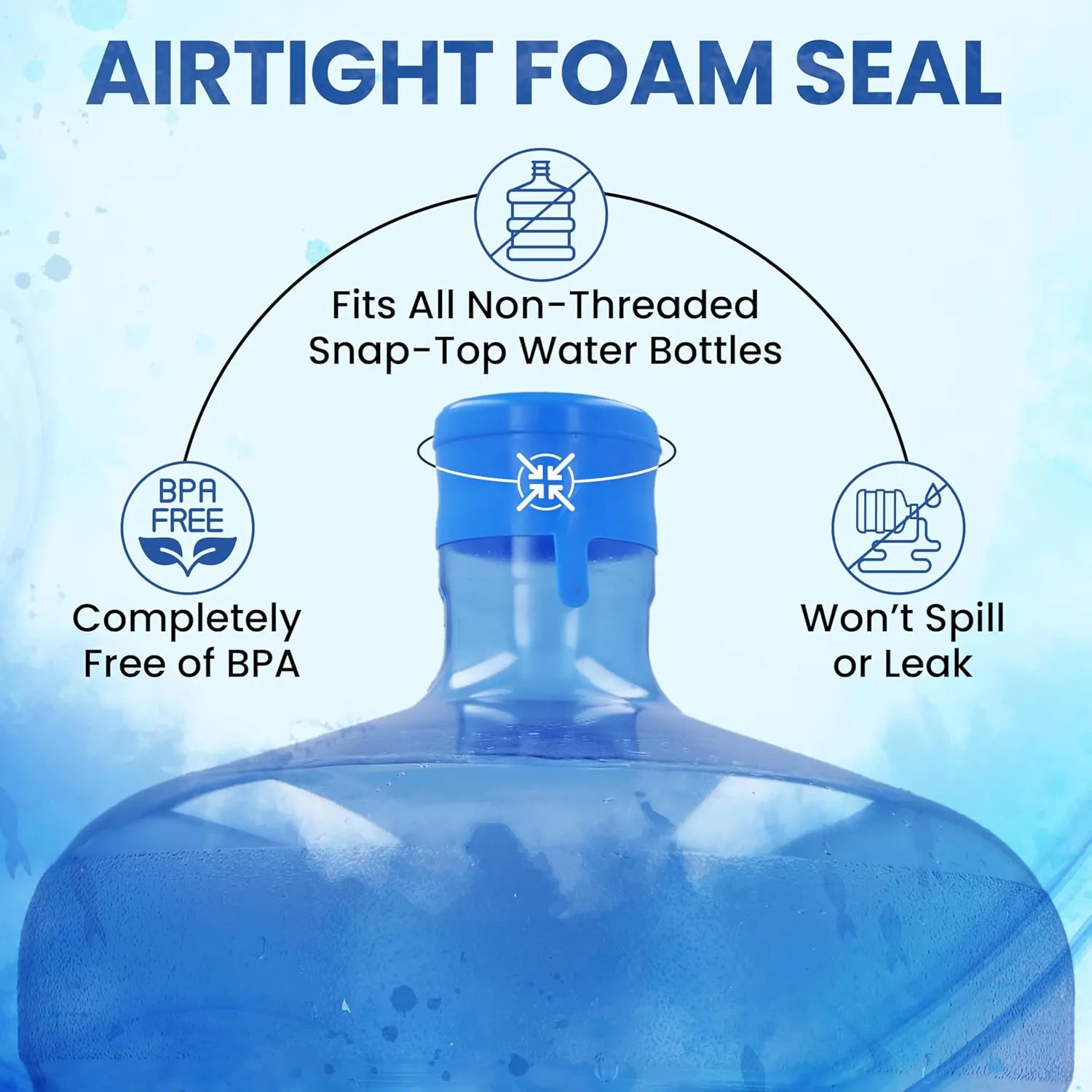 [25 Pack] USA Made 3 & 5 Gallon Water Bottle Caps - Spill Proof 5 Gallon Water Jug Cap fits 2, 3, 5, 6 Gallon Water Jugs - 5 Gallon Water Jug Lid - Lids for 5 Gallon Jug Cap, 3 Gallon Water Jug Cap