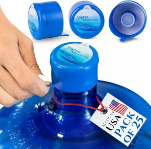 [25 Pack] USA Made 3 & 5 Gallon Water Bottle Caps - Spill Proof 5 Gallon Water Jug Cap fits 2, 3, 5, 6 Gallon Water Jugs - 5 Gallon Water Jug Lid - Lids for 5 Gallon Jug Cap, 3 Gallon Water Jug Cap