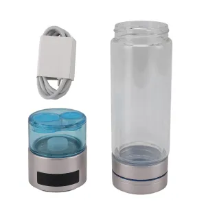 260ml Hydrogen Water Bottle High Borosilicate Glass Rechargeable Ion Membrane Hydrogen Water Generator Machine with N117 5V Portable (Gold)