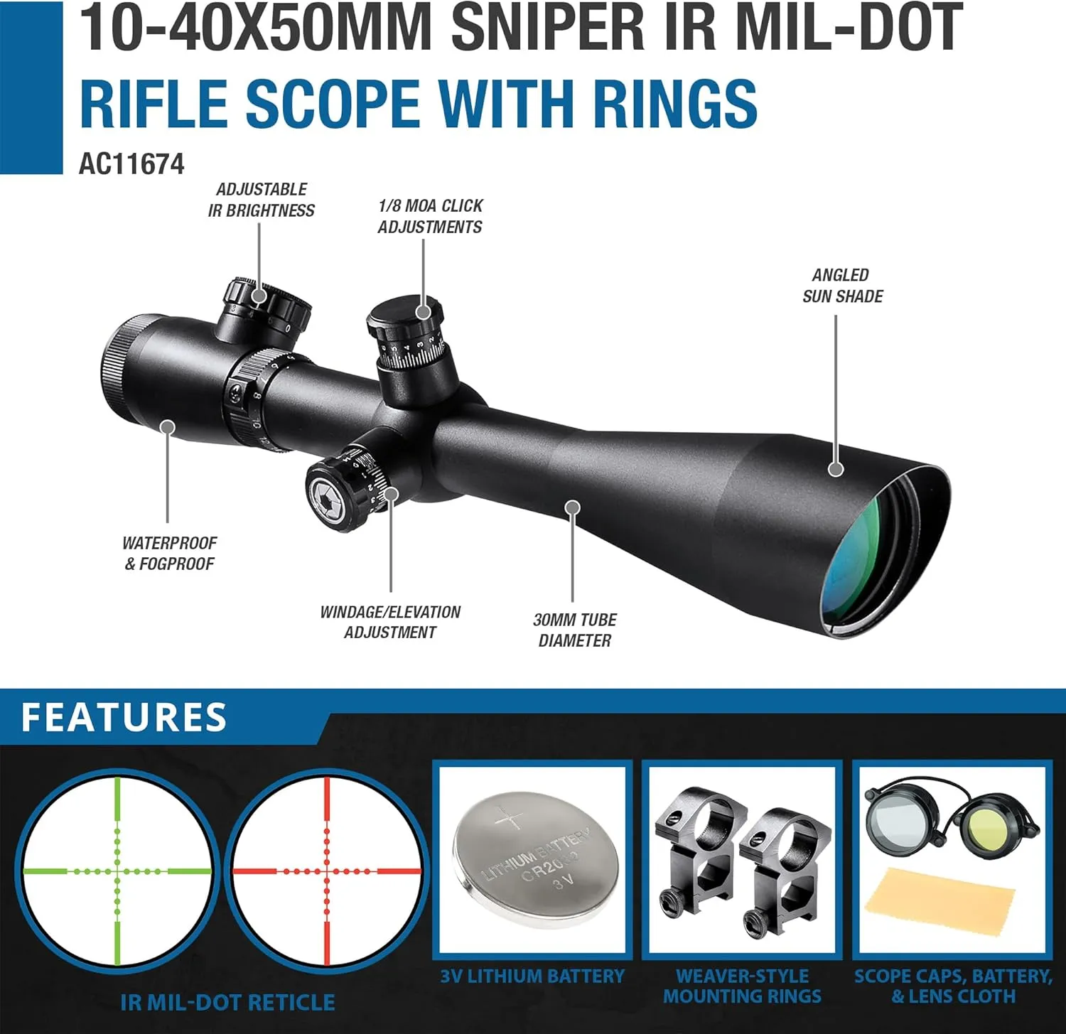 2nd Generation Precision Riflescope with Illuminated Reticle Side Adjustable Parallax for Long Range Shooting & Hunting