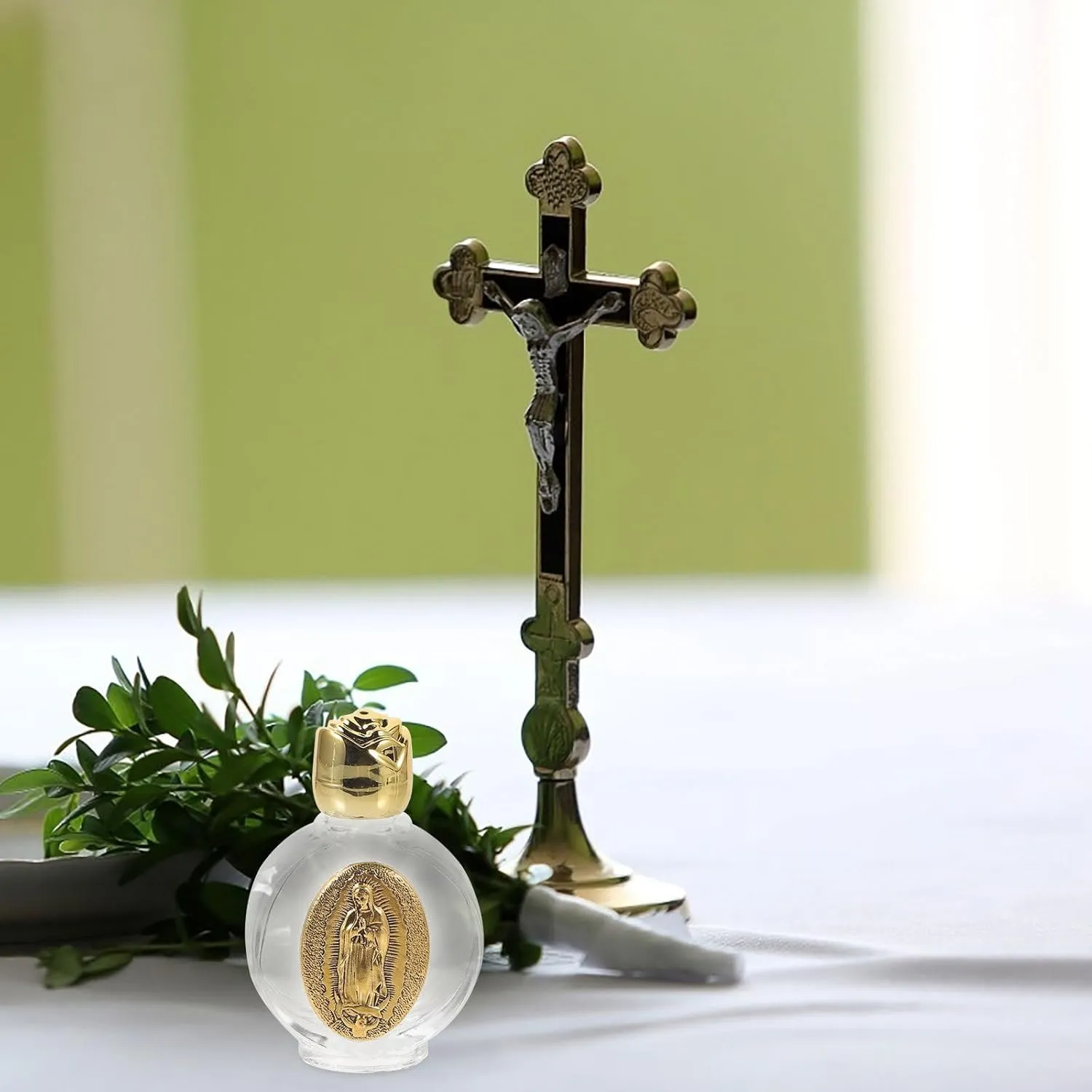 2pcs Glass Holy Water Bottle, Decorative Bottles Holy Water Container, Religious Empty Oil Containers for Catholic Christian Party Church