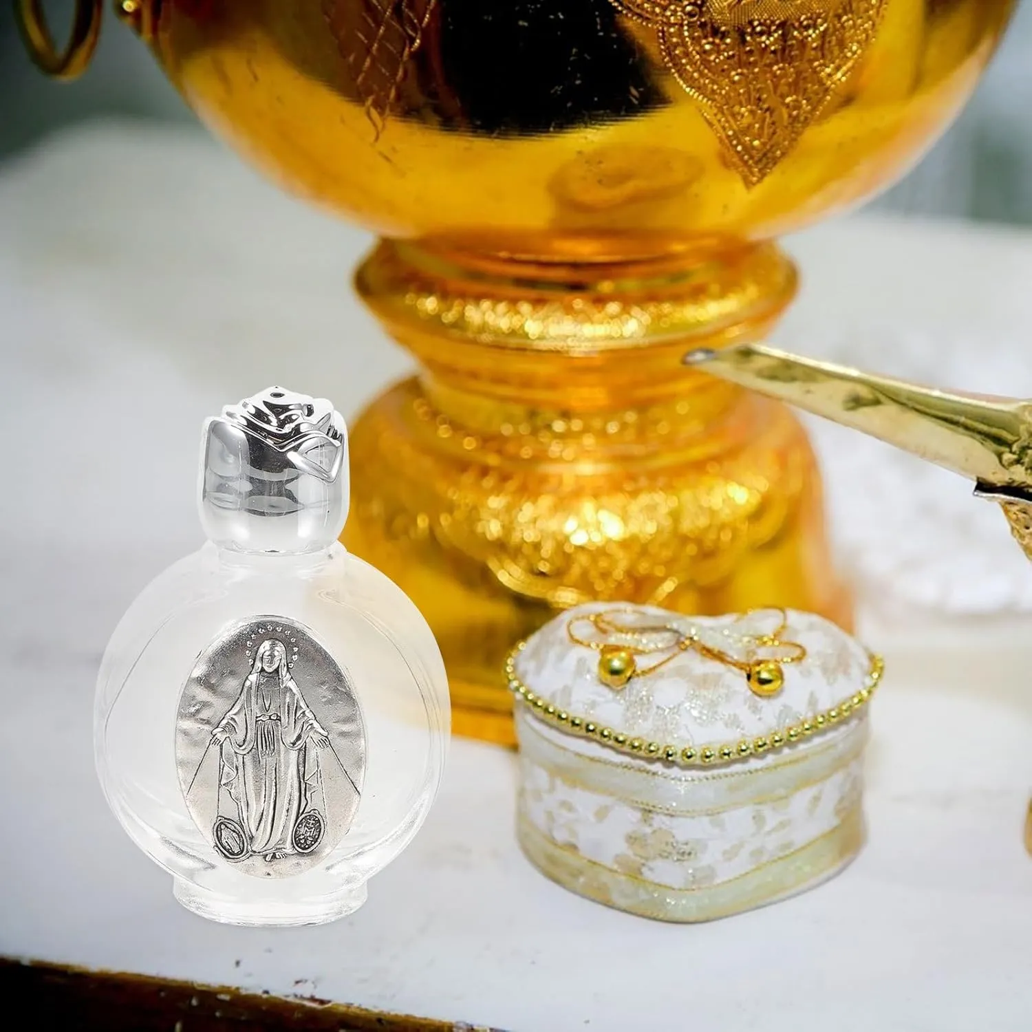2pcs Glass Holy Water Bottle, Decorative Bottles Holy Water Container, Religious Empty Oil Containers for Catholic Christian Party Church