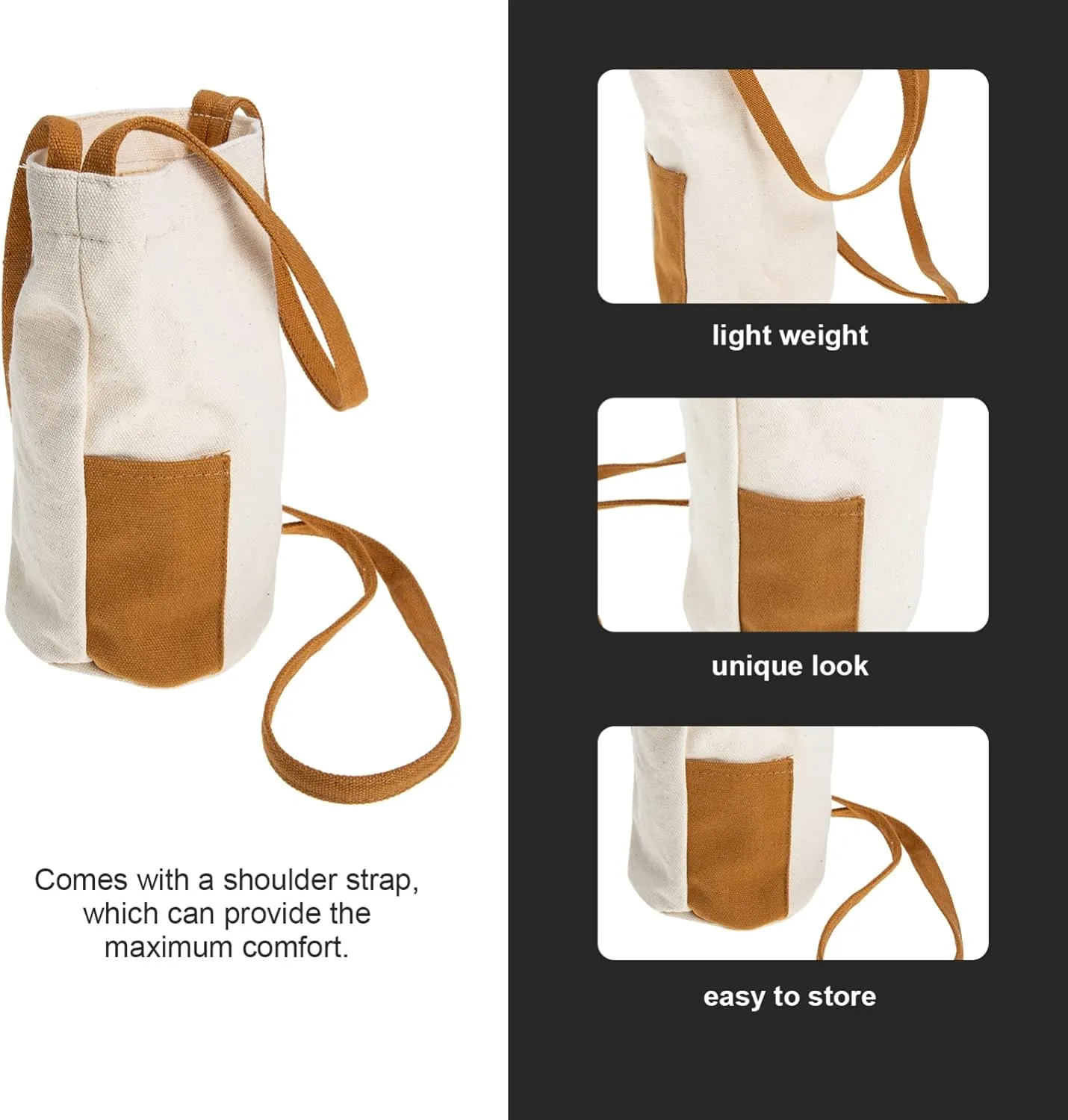 2pcs Packable Water Bottle Packable Water Bottle Bag Packable Water Bottle Holder Water Bottle Shoulder Bag Tote Canvas Bottle