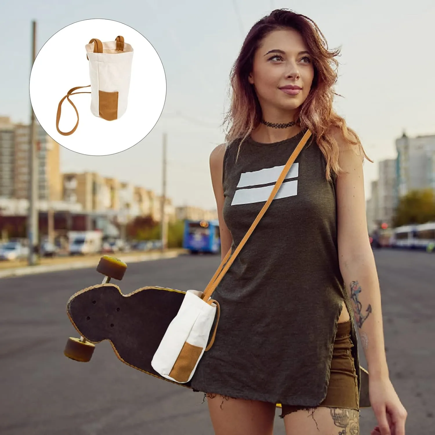 2pcs Packable Water Bottle Packable Water Bottle Bag Packable Water Bottle Holder Water Bottle Shoulder Bag Tote Canvas Bottle