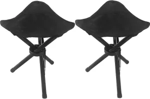 2PCS Portable Folding Camping Stool,Travel Outdoor Tripod Seat,Black Folding Camping Chairs for Camping Party Picnic Beach Garden Lawn Walking Hiking