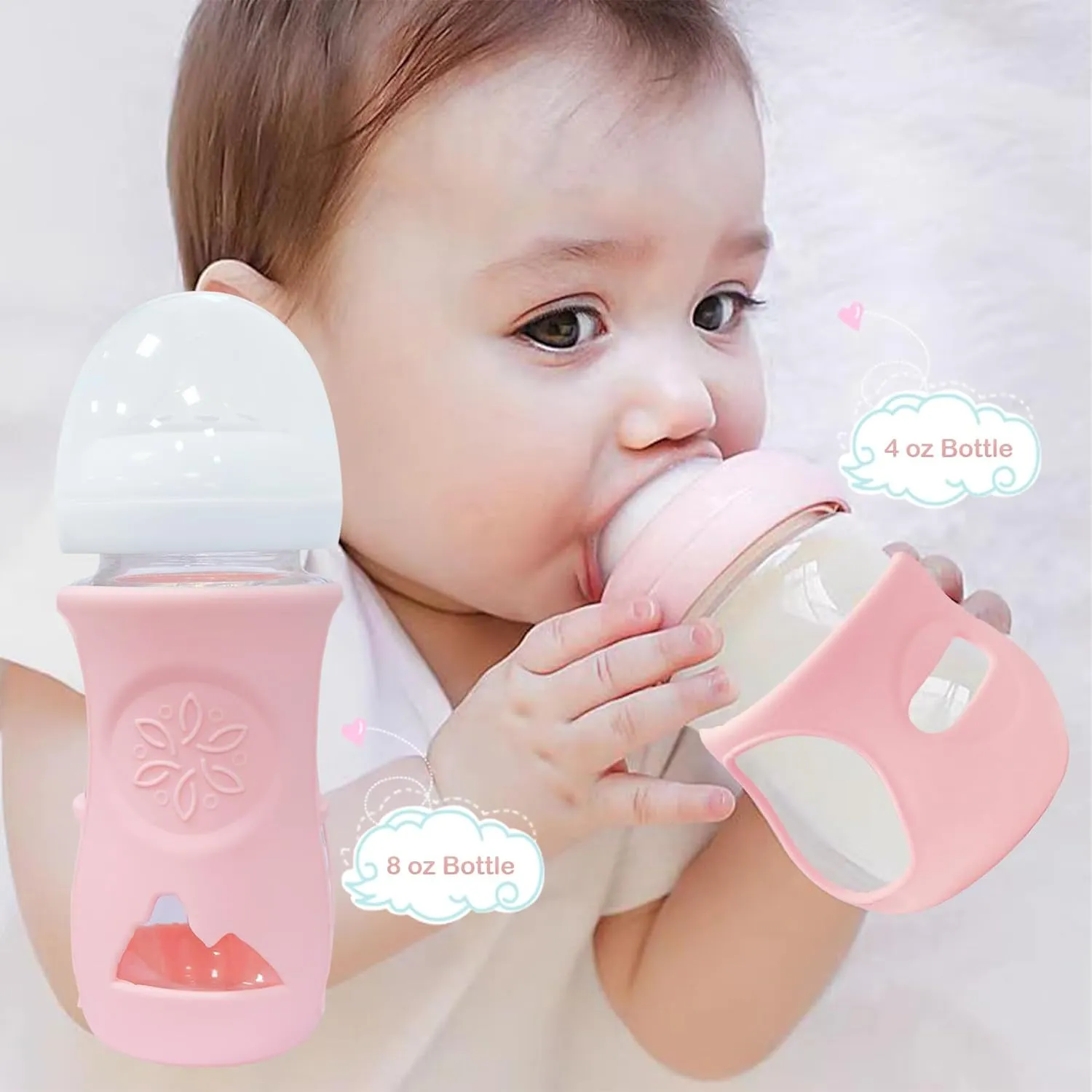 3 Pack Glass Baby Bottle Sleeve for Philips Avent Glass Bottles, Anti Breakage Bottle Holder for Baby for Philips Avent Glass Bottle 8 oz (3, Pink   Purple   Beige, 8 oz)