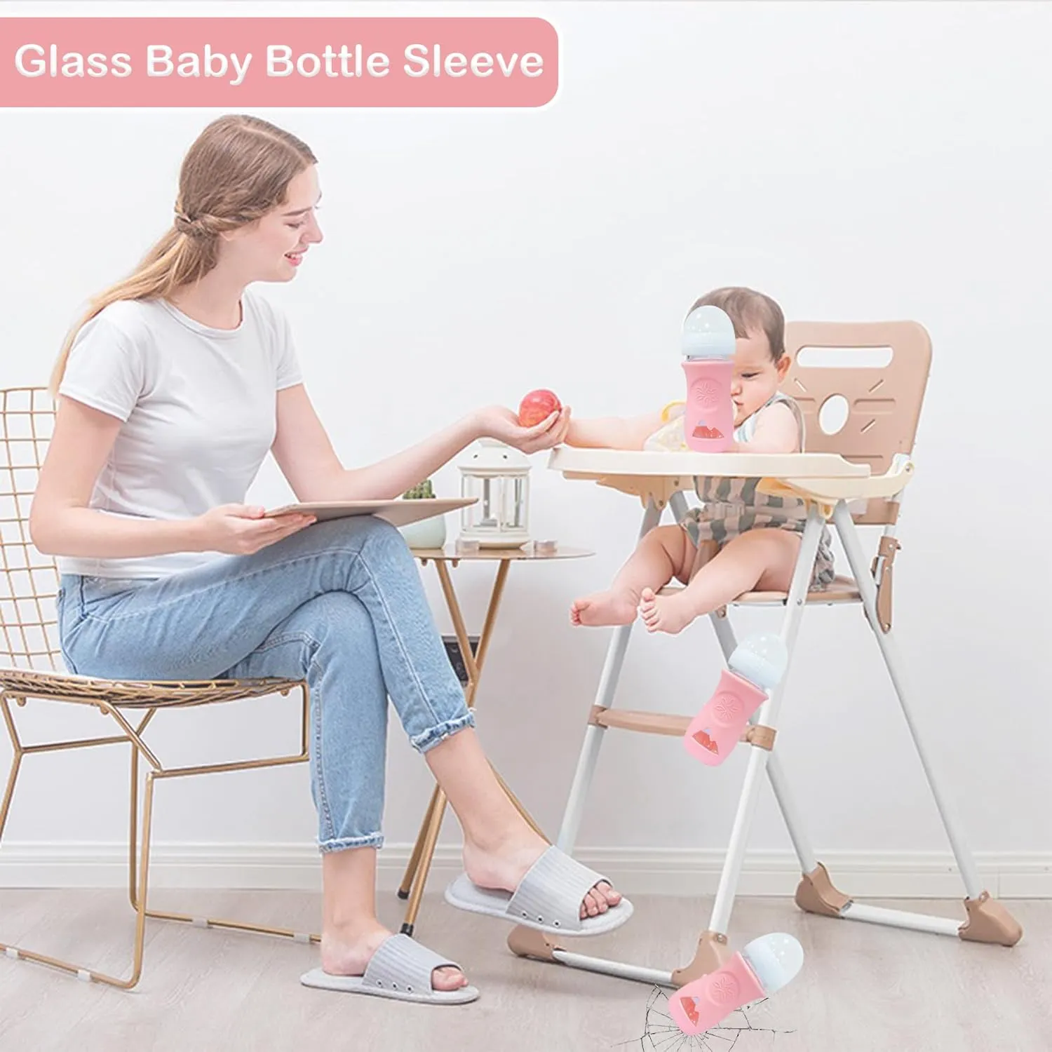 3 Pack Glass Baby Bottle Sleeve for Philips Avent Glass Bottles, Anti Breakage Bottle Holder for Baby for Philips Avent Glass Bottle 8 oz (3, Pink   Purple   Beige, 8 oz)