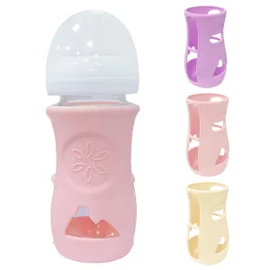 3 Pack Glass Baby Bottle Sleeve for Philips Avent Glass Bottles, Anti Breakage Bottle Holder for Baby for Philips Avent Glass Bottle 8 oz (3, Pink   Purple   Beige, 8 oz)