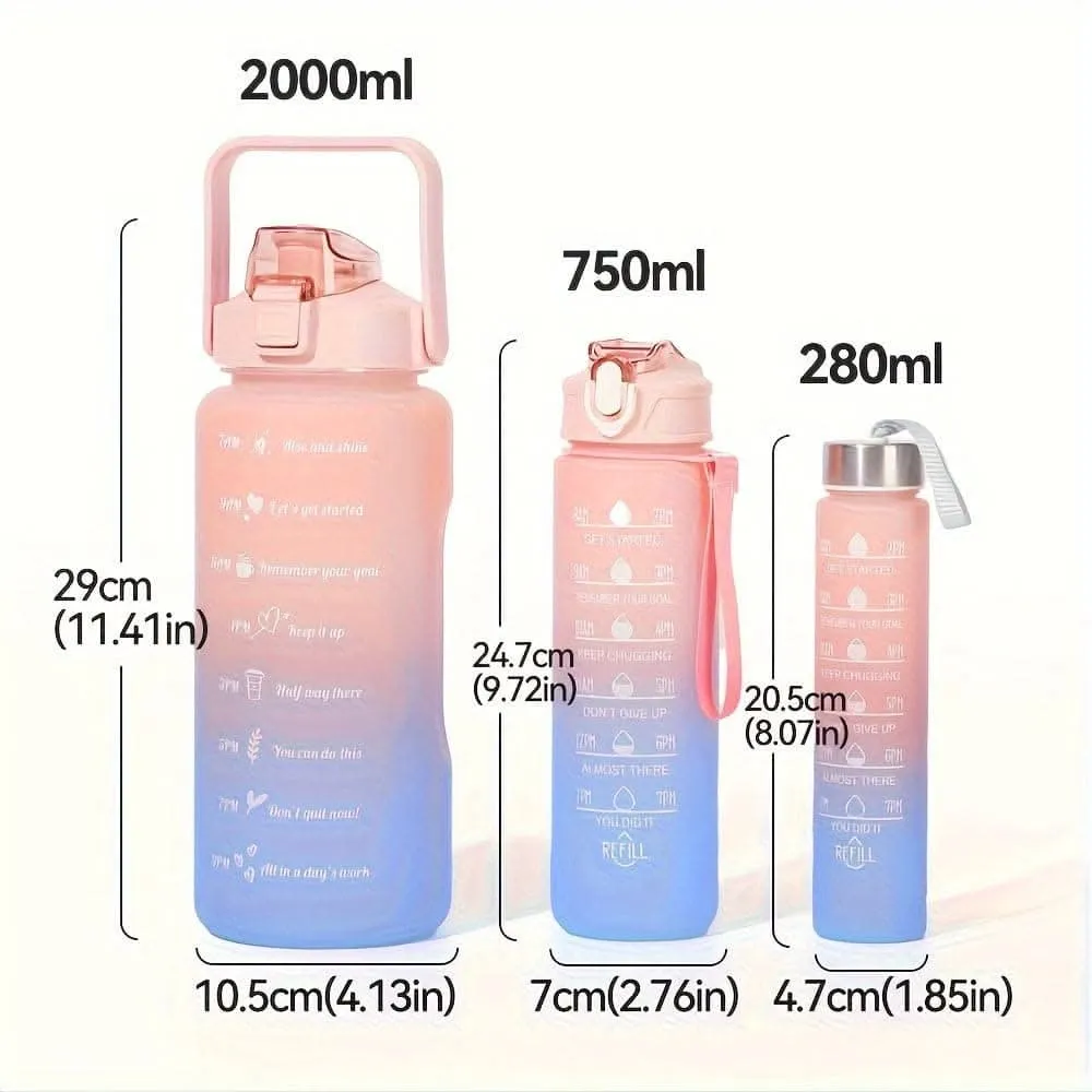 3-Piece BPA-Free Inspirational Water Bottle Set