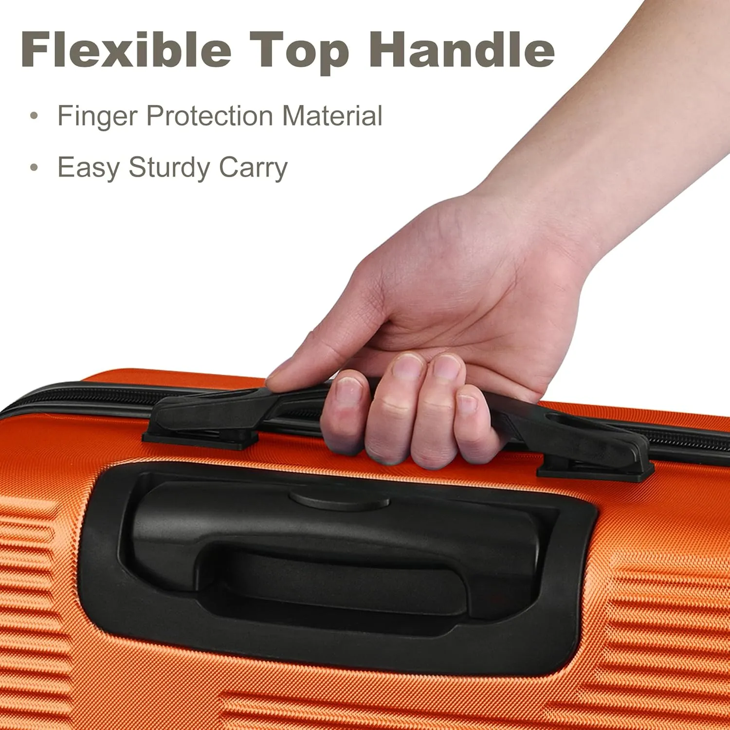 3 Piece Luggage Set with TSA Lock, Durable Lightweight Cross Stripe Suitcase Hardshell Luggage Set with Hooks and 360 Degree Spinner Wheels (20in/24in/28in) Orange As Shown One Size