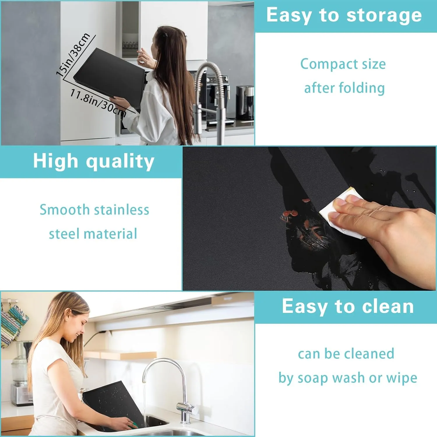 3 Sided Oil Splatter Guard Grease Splatter Guard Stove Splatter Guard, Splatter Guards Splatter Screen for Frying Pan,Large Foldable Splash Guard for Stove Top, Upgrade Steel Splatter Shield,30CM