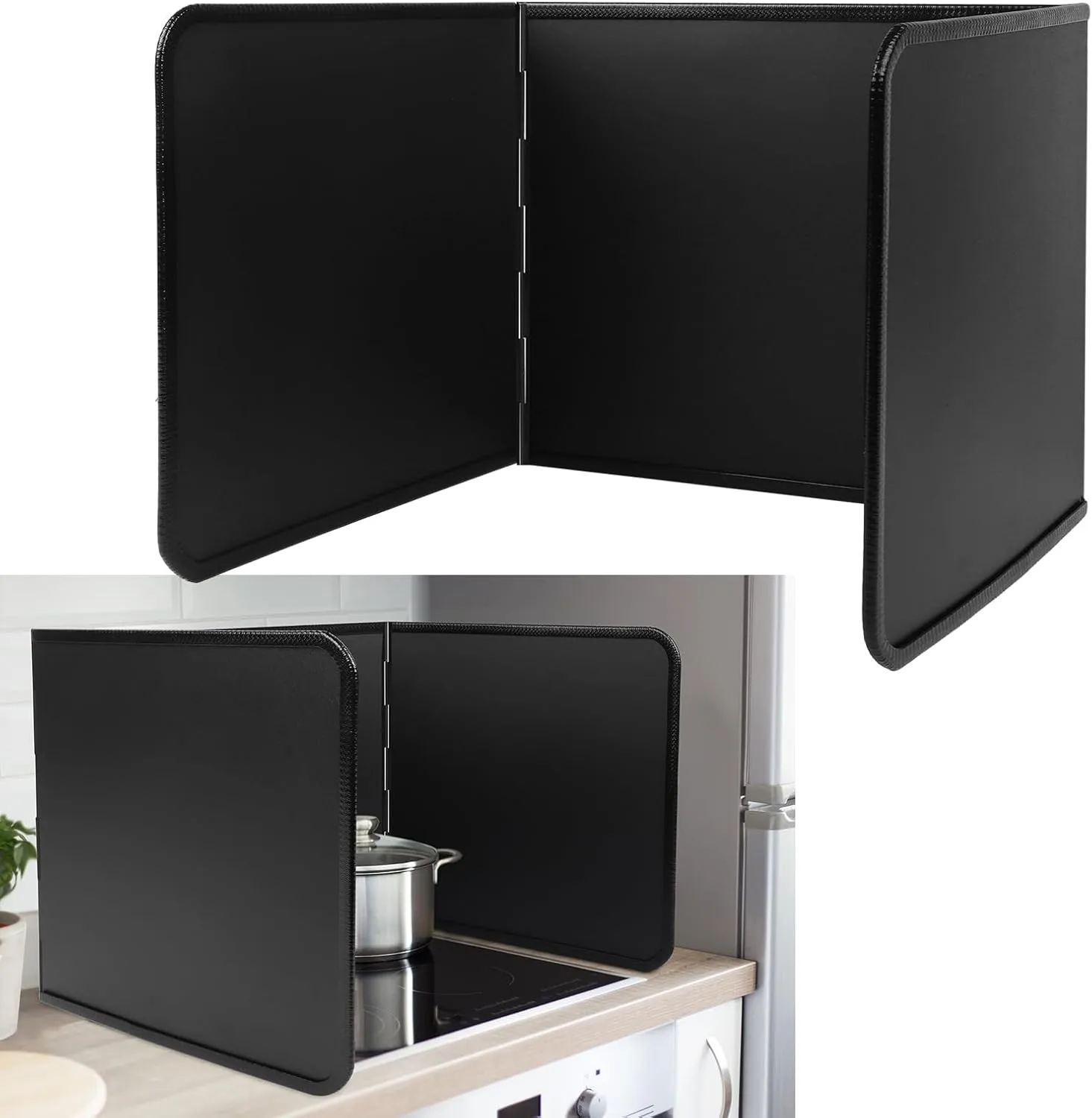 3 Sided Oil Splatter Guard Grease Splatter Guard Stove Splatter Guard, Splatter Guards Splatter Screen for Frying Pan,Large Foldable Splash Guard for Stove Top, Upgrade Steel Splatter Shield,30CM